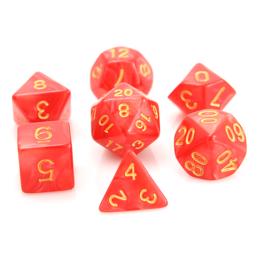 Dice 7-set Swirl (16mm) Red / Gold