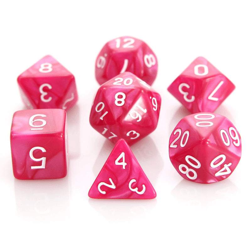 Dice 7-set Swirl (16mm) Rose / White