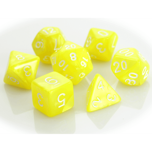 Dice 7-set Swirl (16mm) Yellow / White