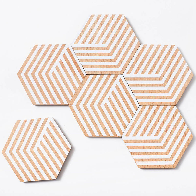 Coaster Set (6ct) Areaware Table Tiles : Natural / White
