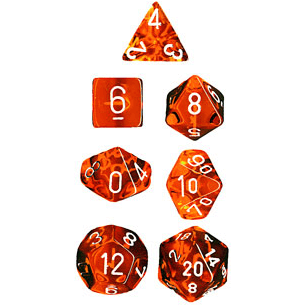 Dice 7-set Translucent (16mm) 23003 Orange / White