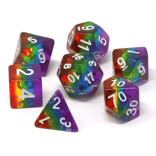 Dice 7-set Translucent Gradient (16mm) Prismatic Rainbow