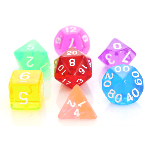 Dice 7-set Translucent (16mm) Rainbow