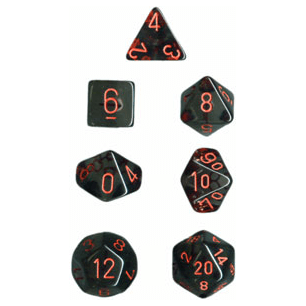 Dice 7-set Translucent (16mm) 23018 Smoke / Red