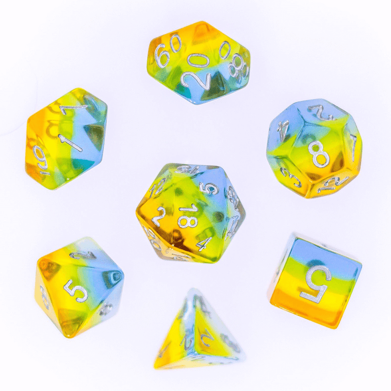 Dice 7-set Translucent Gradient (16mm) Sunrise