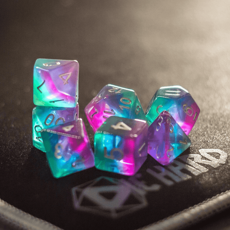 Dice 7-set Translucent Gradient (16mm) Sunset