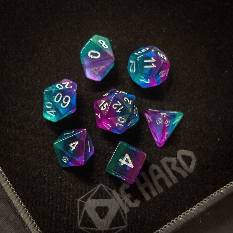 Dice 7-set Translucent Gradient (16mm) Sunset