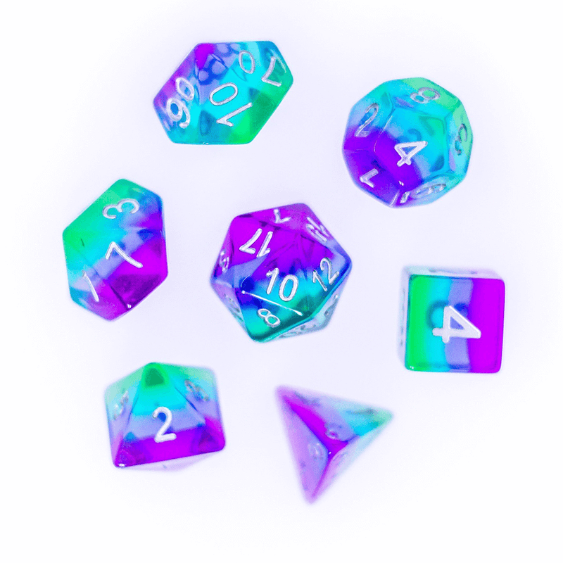 Dice 7-set Translucent Gradient (16mm) Sunset