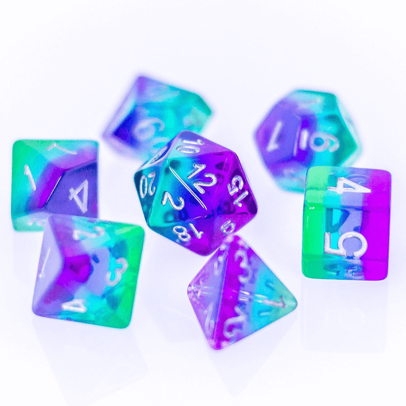Dice 7-set Translucent Gradient (16mm) Sunset