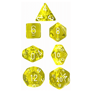 Dice 7-set Translucent (16mm) 23002 Yellow / White