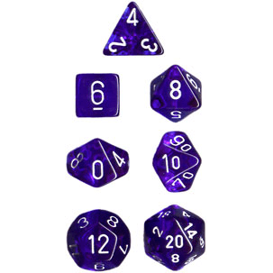 Dice 7-set Mini Translucent (10mm) 23056 Blue / White