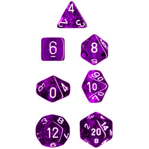 Dice 7-set Mini Translucent (10mm) 23054 Purple / White