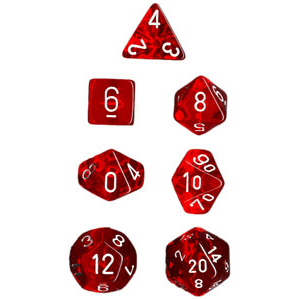 Dice 7-set Translucent (16mm) 23004 Red / White