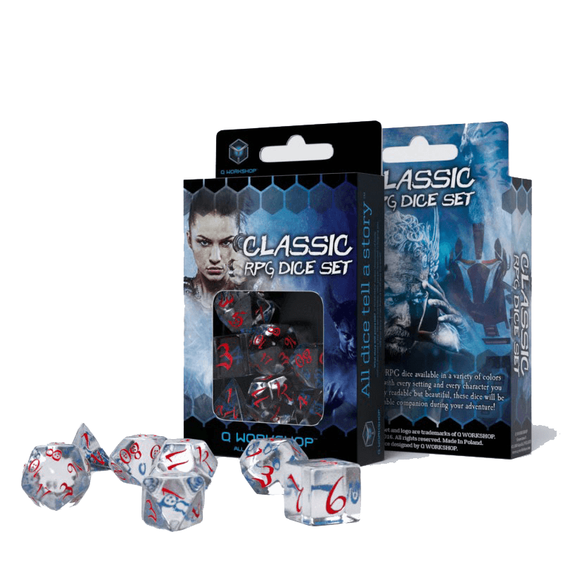 Dice 7-set Classic (16mm) Transparent Blue / Red
