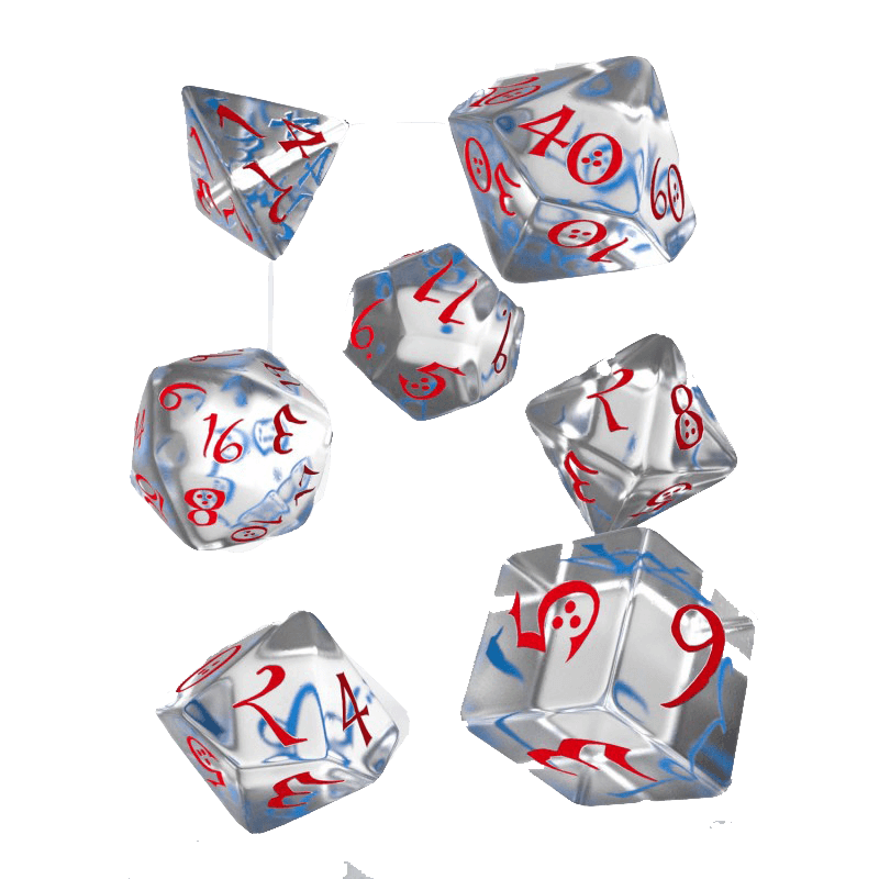 Dice 7-set Classic (16mm) Transparent Blue / Red