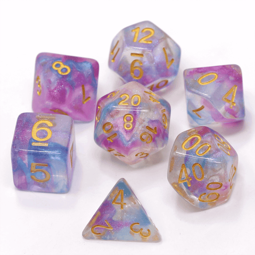 Dice 7-Set Glimmer (16mm) Violet Storm