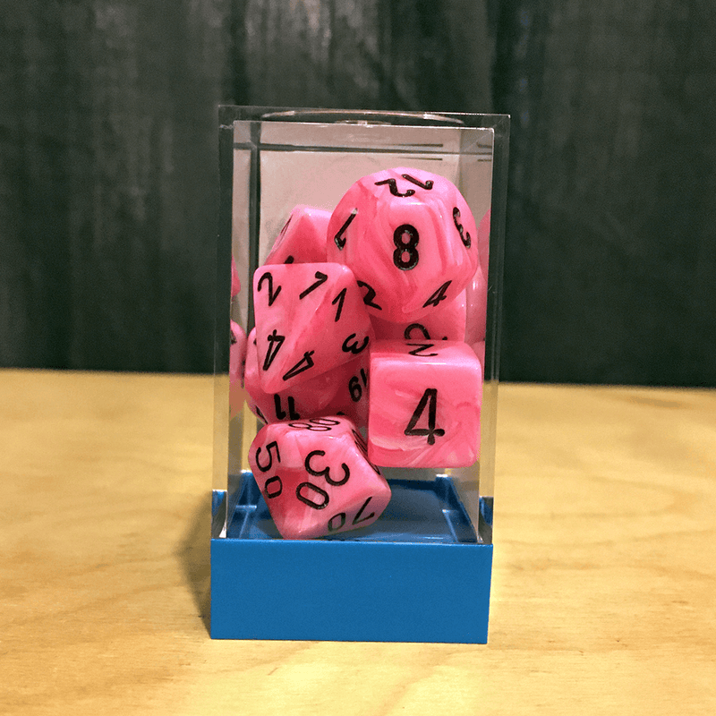 Dice 7-set Vortex (16mm) 30031 Snow Pink/Black