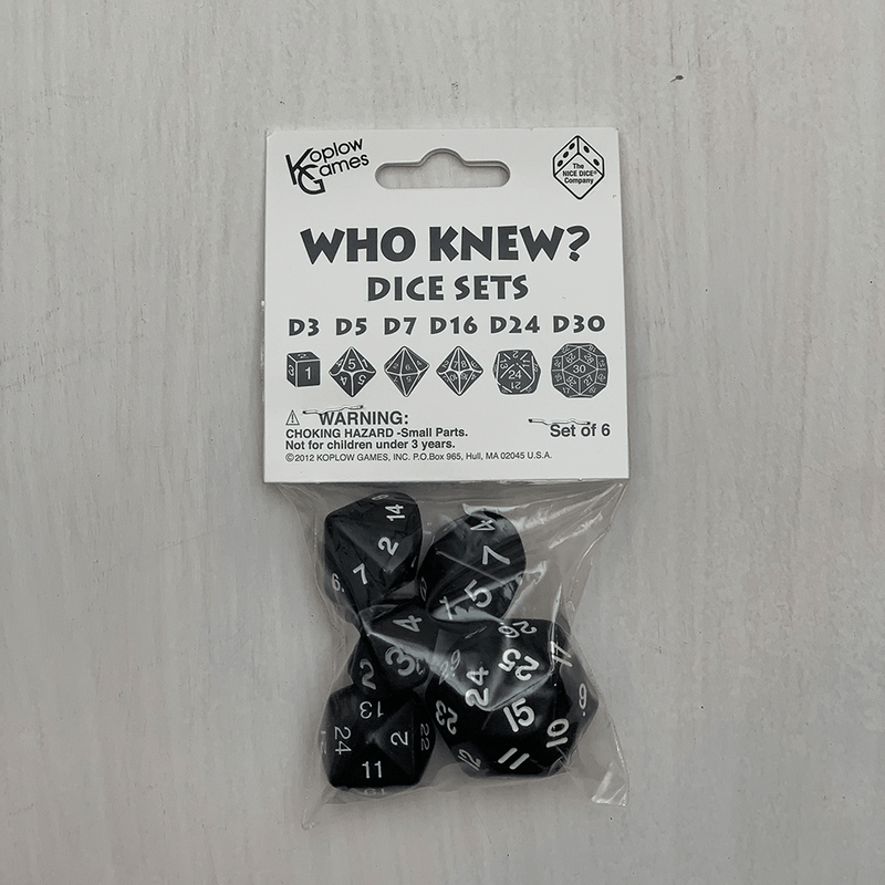 Dice Set Who Knew? (6ct) Black / White