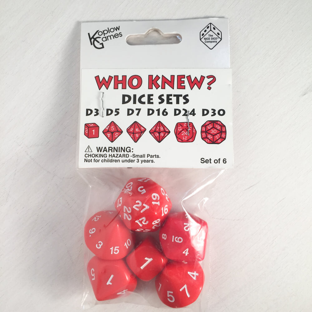 Dice Set Who Knew? (6ct) Red / White