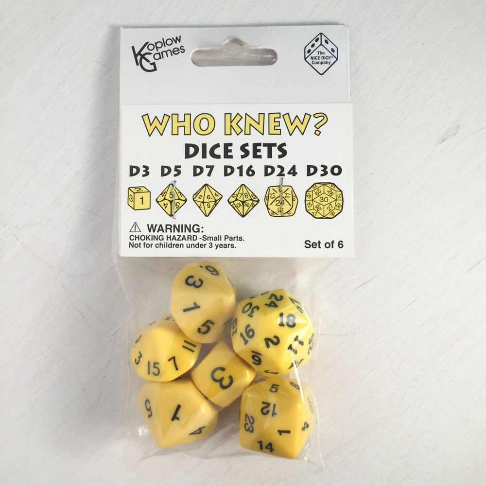 Dice Set Who Knew? (6ct) Yellow / Black
