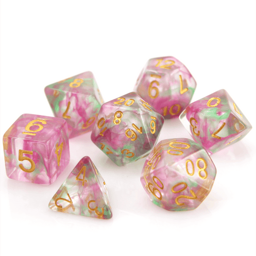 Dice 7-set Wisp (16mm) Green Magenta