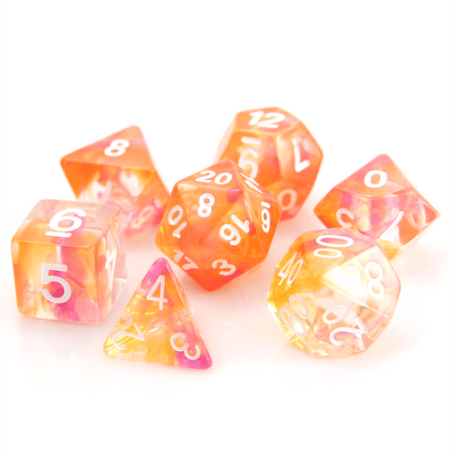 Dice 7-set Wisp (16mm) Orange Magenta / White