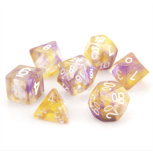 Dice 7-set Wisp (16mm) Purple Yellow / White