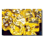 Dice Set 12d6 Translucent (16mm) 23602 Yellow / White