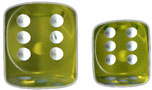 Dice Set 12d6 Translucent (16mm) 23602 Yellow / White