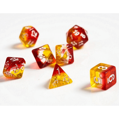 Dice 7-set Translucent (16mm) Yellow / Red
