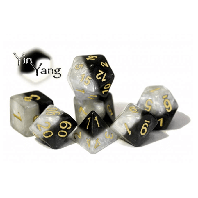Dice 7-set Yin Yang (16mm) Black / White
