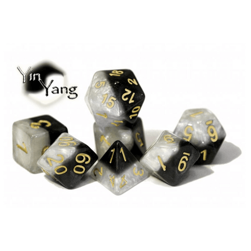 Dice 7-set Yin Yang (16mm) Black / White